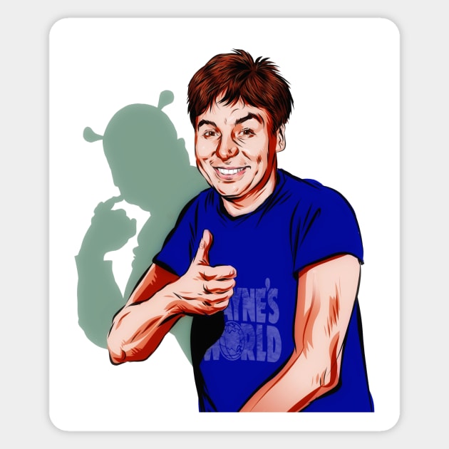 Mike Myers - An illustration by Paul Cemmick Sticker by PLAYDIGITAL2020